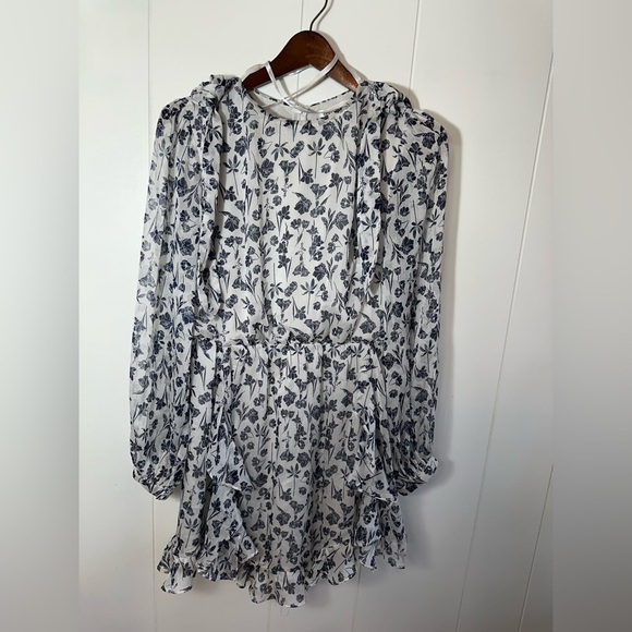 Saints + Secrets White & Black Floral Ruffle Boho Women’s Dress Size Medium - Picture 12 of 13